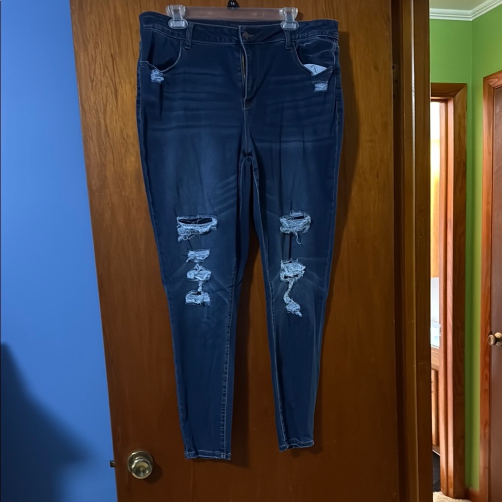 Women's Distressed Blue Jeans
